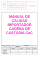 MANUAL DE CALIDAD PARA IMPORTADORES/EXPORTADORES ESTÁNDAR PARA CoC