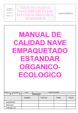 MANUAL DE CALIDAD PARA NAVES DE EMPAQUETADO PARA ORGANICO/ECOLOGICO